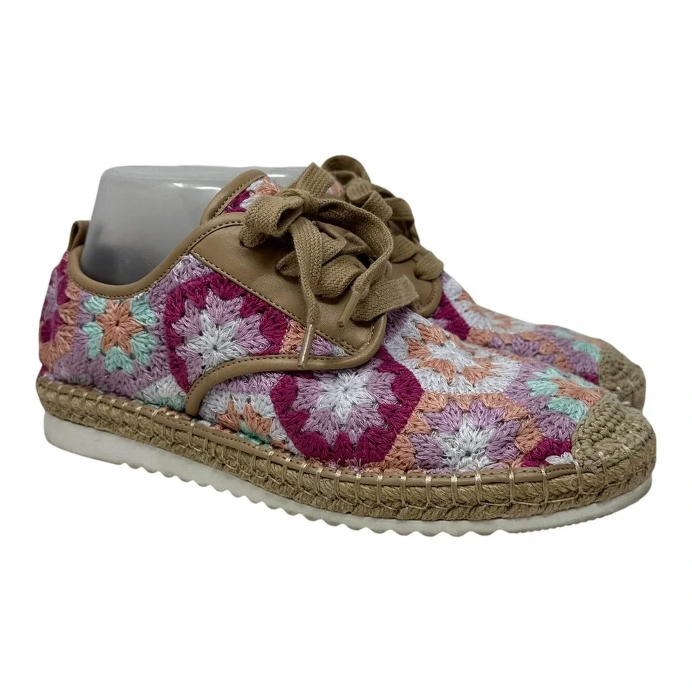 Espadrille Sneakers Womens Size 8M Pink Crochet Cottagecore Boho Whimsical Fairy